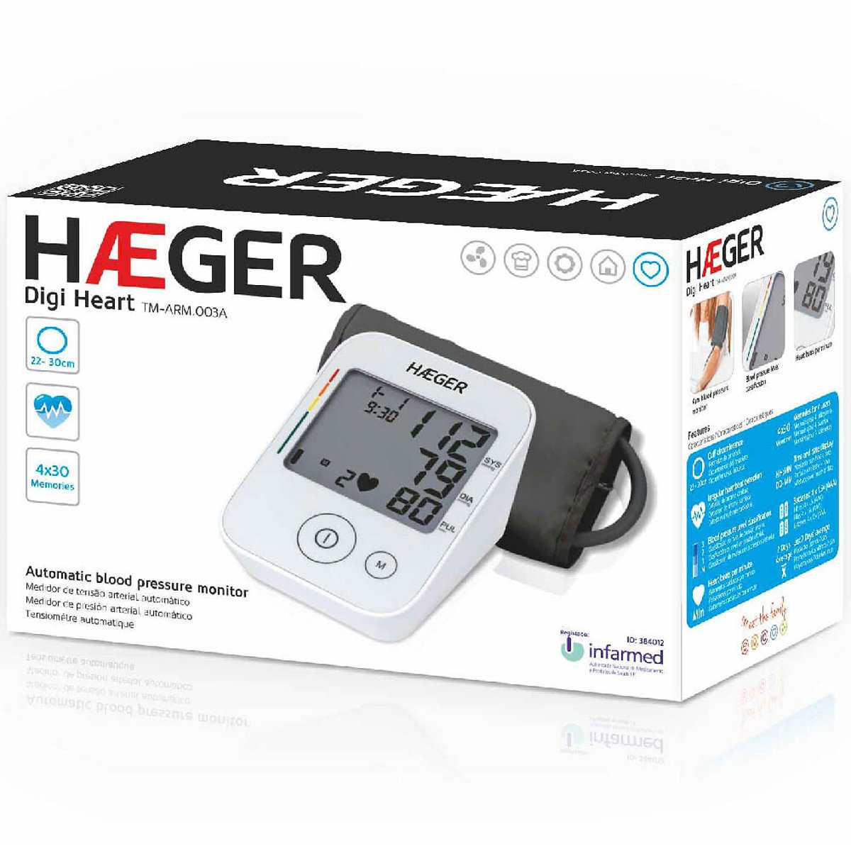 Medidor de tensão arterial Digi Heart , HAEGER branco, HAEGER