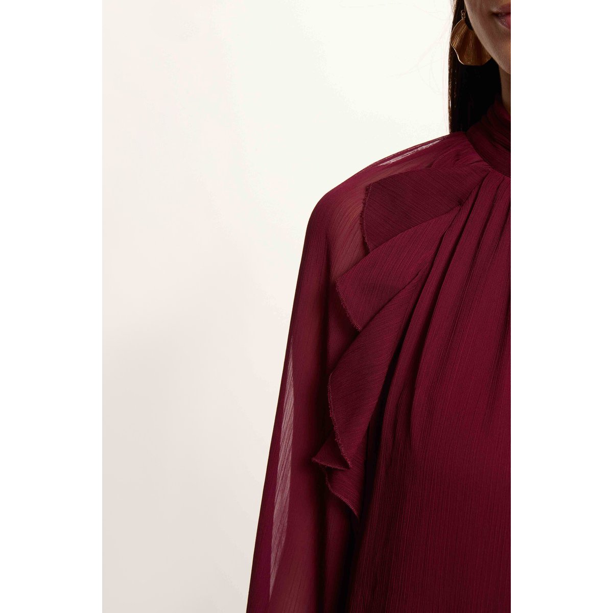 Robe courte manches bouffantes prune, MORGAN