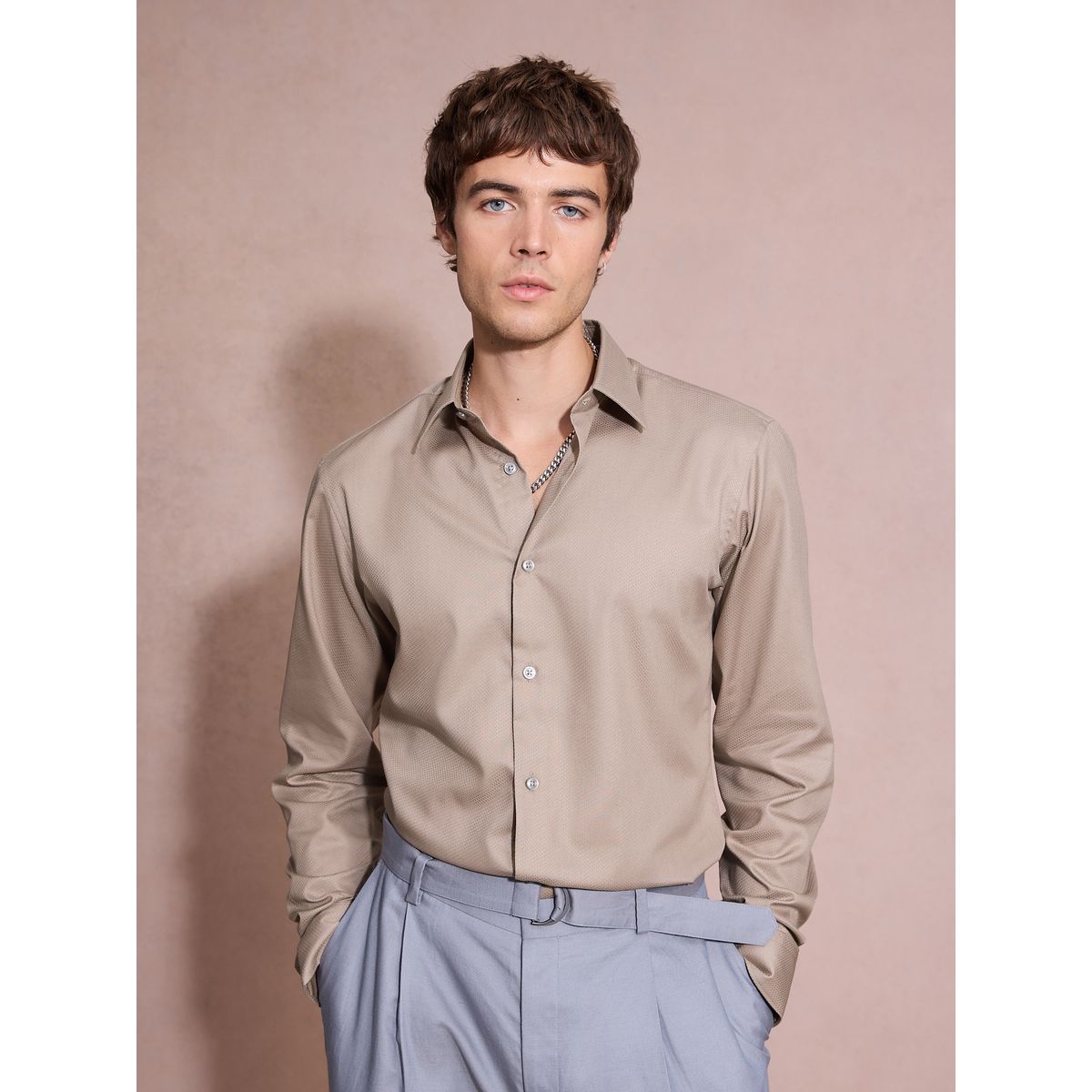 Chemise habillée en coton entretien facile naturel, NEXT