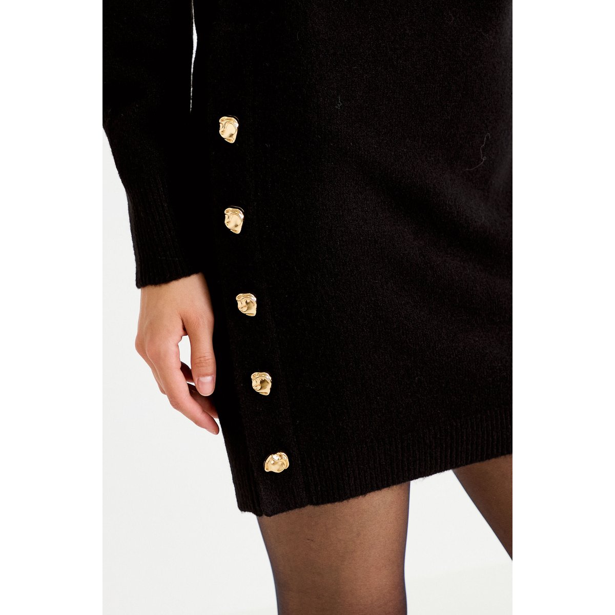 Robe pull droite manches longues noir, CACHE CACHE