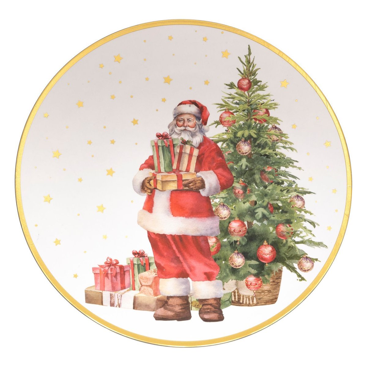 Lot de 12 assiettes de présentation PÈRE NOËL multicolore, TOILINUX