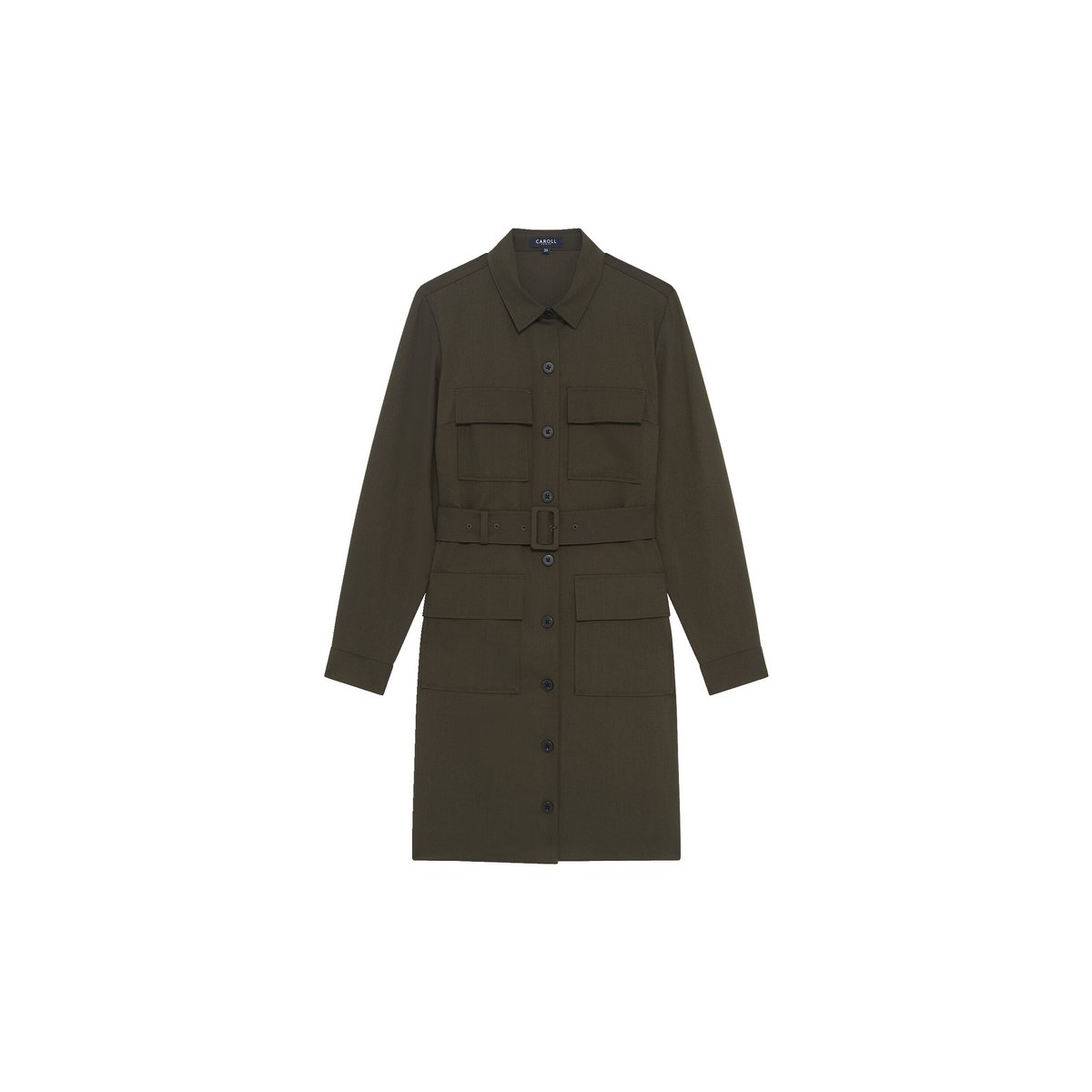 Robe courte élégante LILOU vert kaki, CAROLL