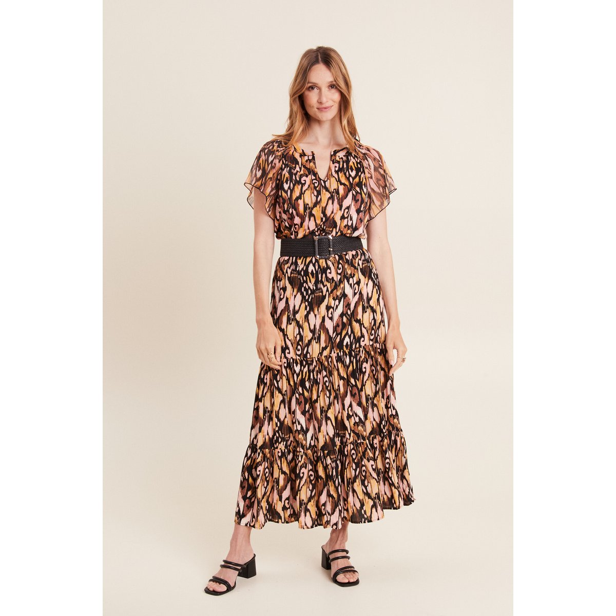 Jupe midi droite fluide noir, BREAL