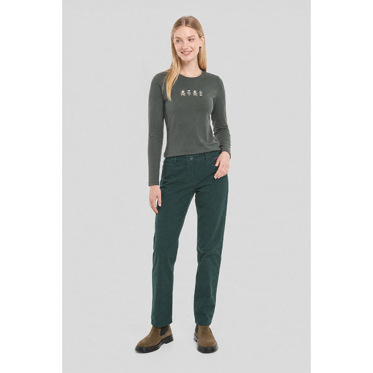 Pantalon droit taille haute effet peau de pêche otranto, ARMOR-LUX