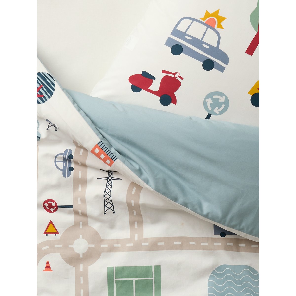 Parure Magicouette CIRCUIT VOITURE, avec coton recyclé blanc imprimé, VERTBAUDET