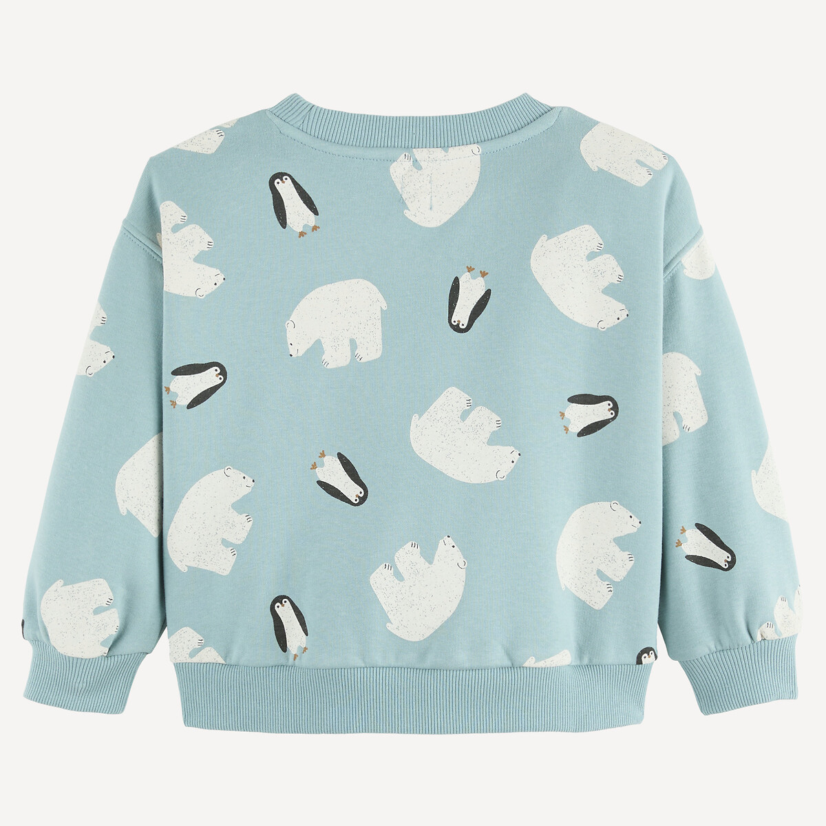 Sweat col rond, en molleton, imprimé ours blancs et pingouins bleu, LA REDOUTE COLLECTIONS