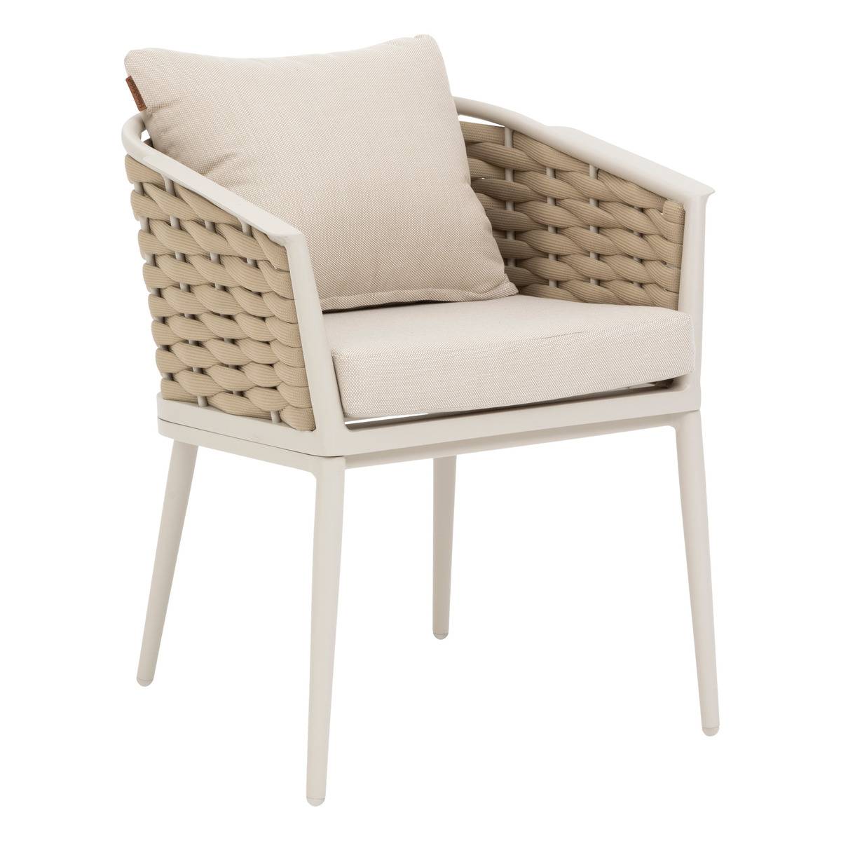 Lot de 2 fauteuils de jardin en aluminium et corde tressée YCONIA argile, HESPERIDE
