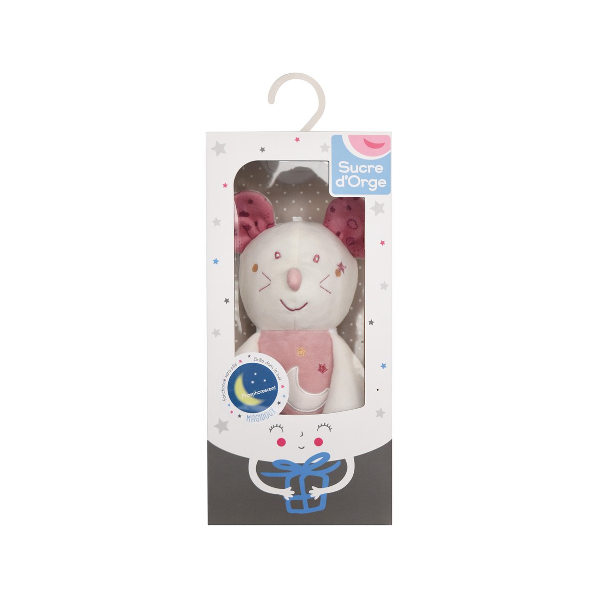 Doudou magidoux phosphorescent souris palmire violet, SUCRE D'ORGE