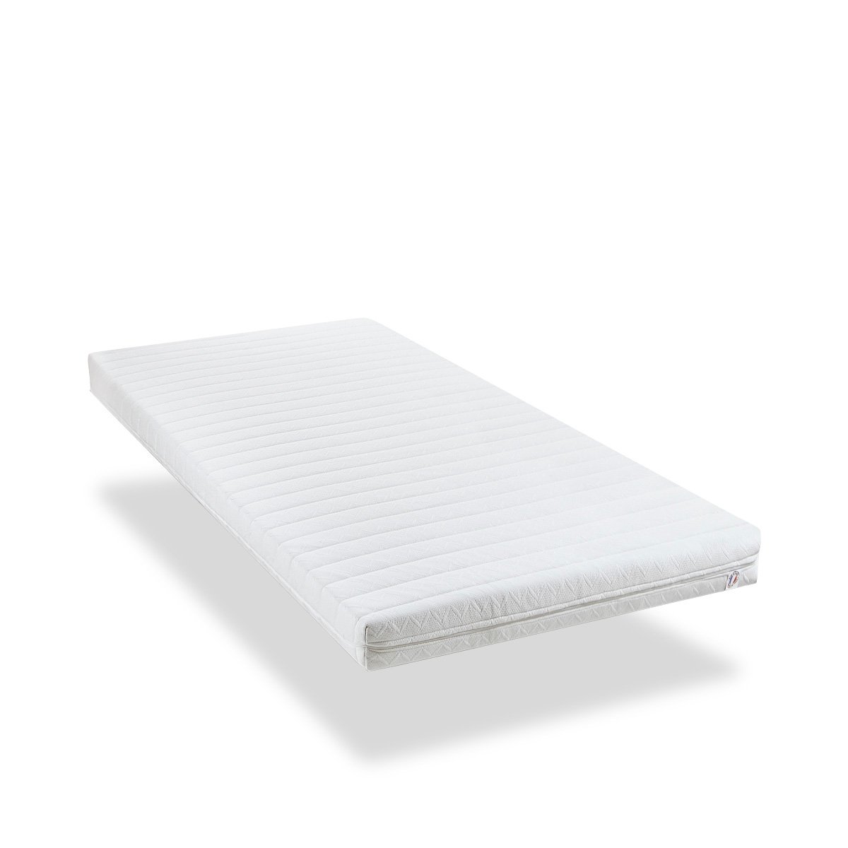 Pack Egio 180x200 cm Matelas Mousse + Sommier Bois + Accessoires blanc, OLYMPE LITERIE