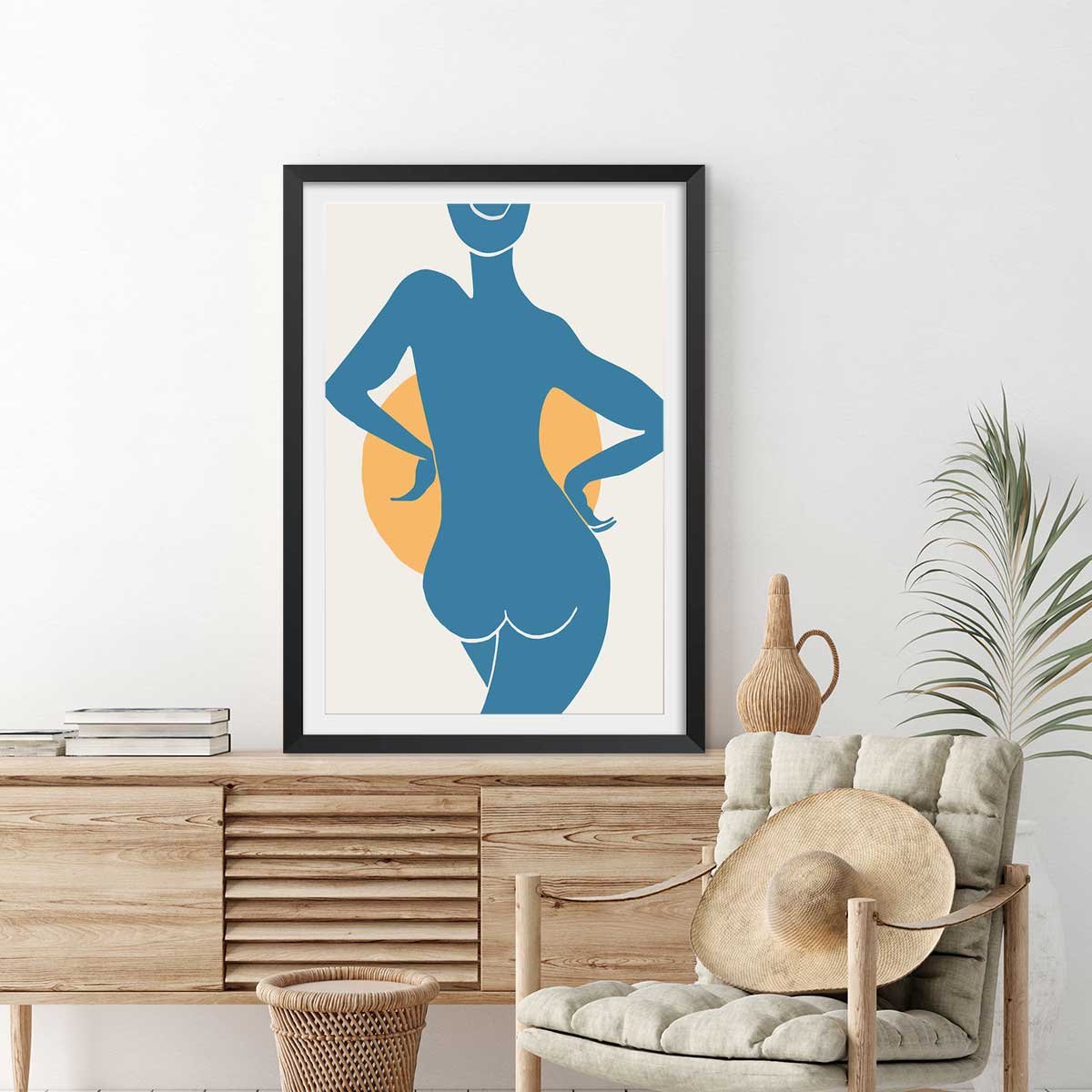 Affiche Bain de soleil affiche + cadre en bois - noir, HEXOA