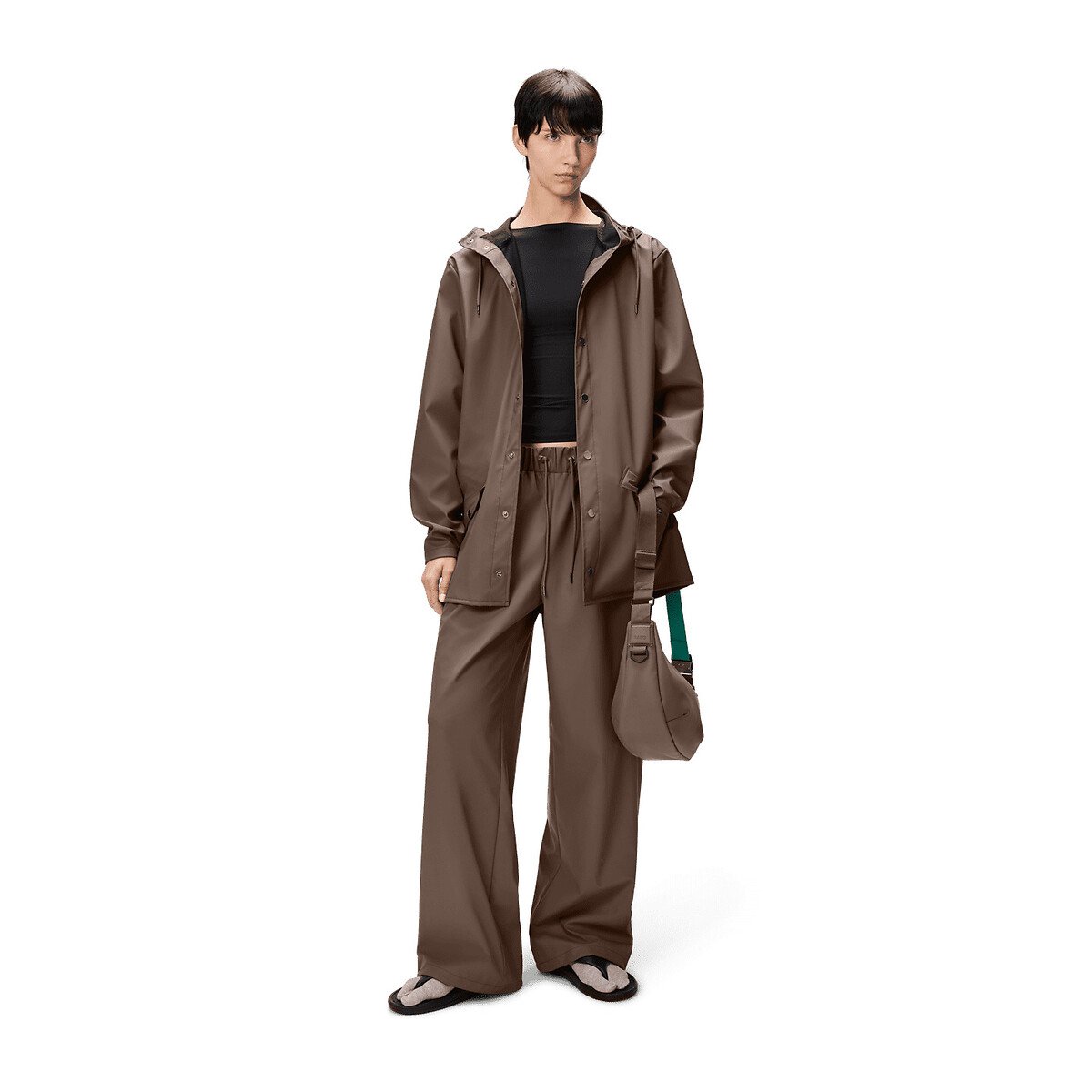 Veste imperméable à capuche A-LINE JACKET marron, RAINS