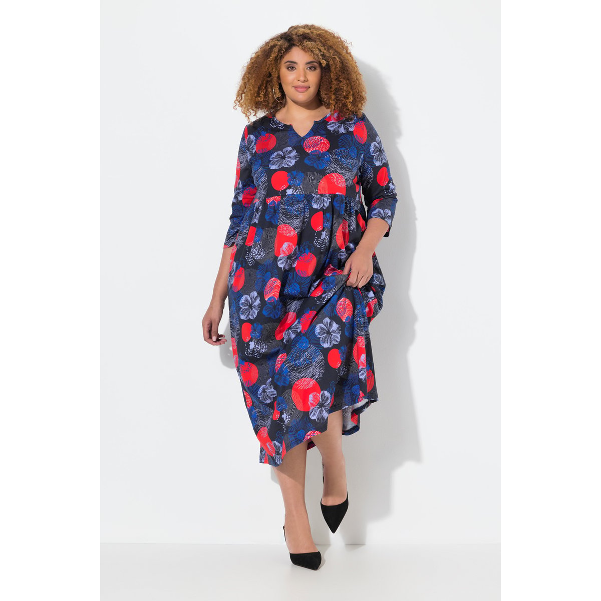 Robe en jersey coupe évasée, avec poches noir, ULLA POPKEN