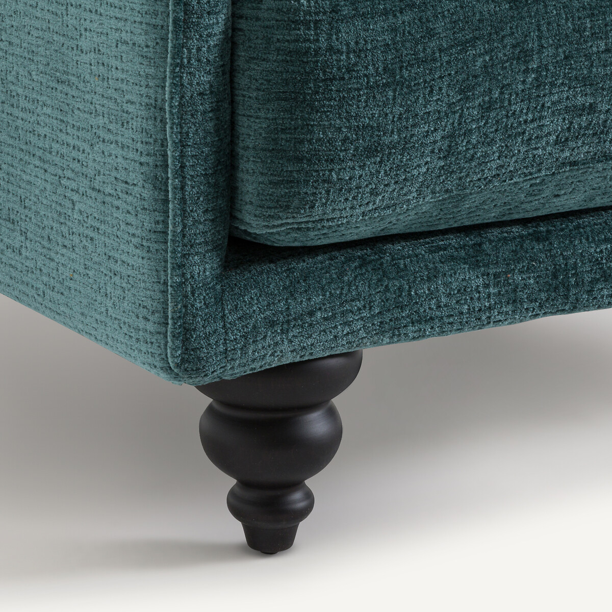 Fauteuil en velours texturé, LAZARE bleu pétrole, AM.PM