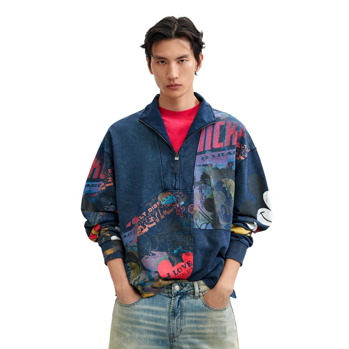 Sweat-shirt collage Mickey™ bleu, DESIGUAL