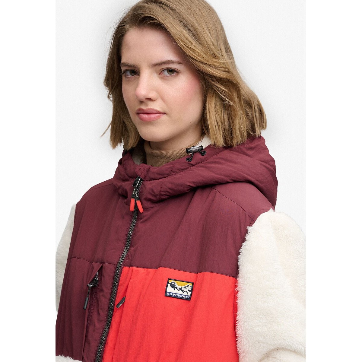 Super Soft Hybrid Full Zip Jacket ecru/marine, SUPERDRY