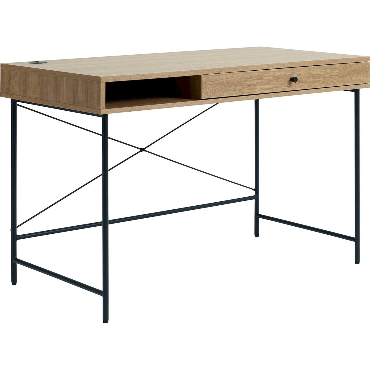 Bureau en métal avec tiroir et niche MOGEST beige et noir, RECOLLECTION
