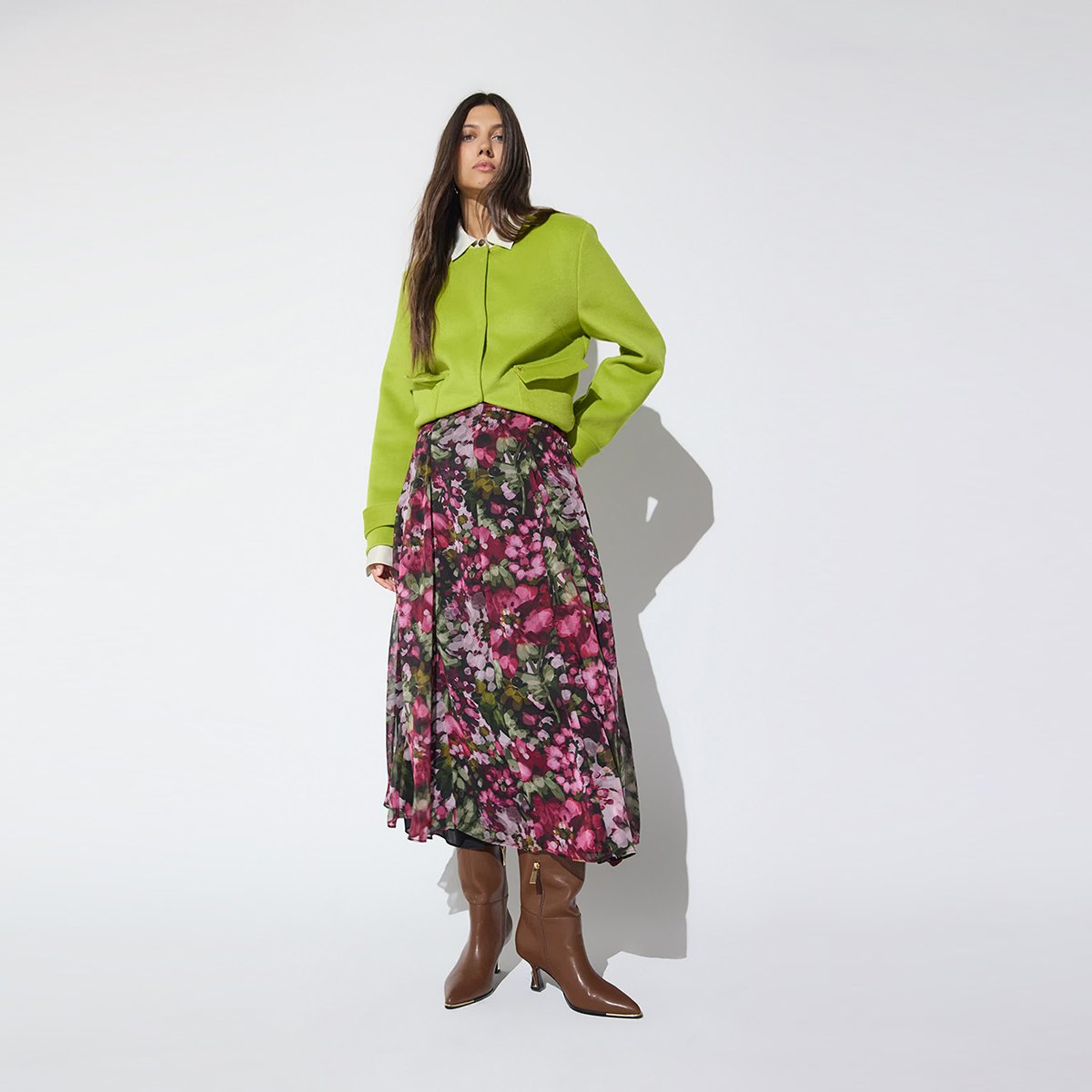 Jupe midi imprimé floral rose, LOLA CASADEMUNT