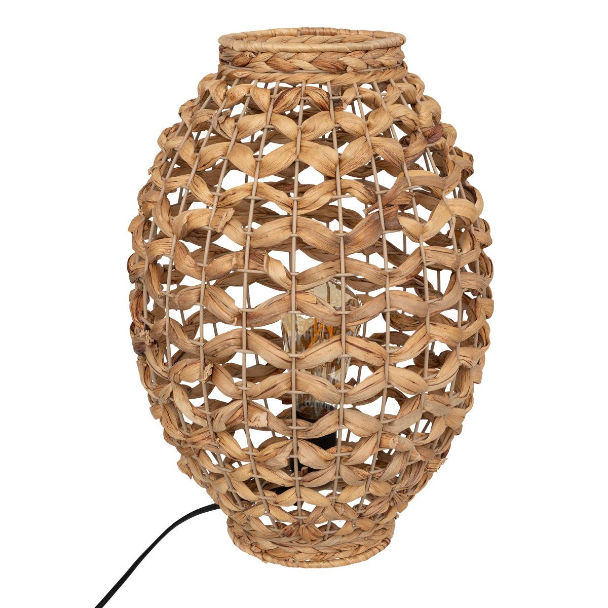 Lampe à poser en jacinthe d'eau tressée SAND beige, ATMOSPHERA