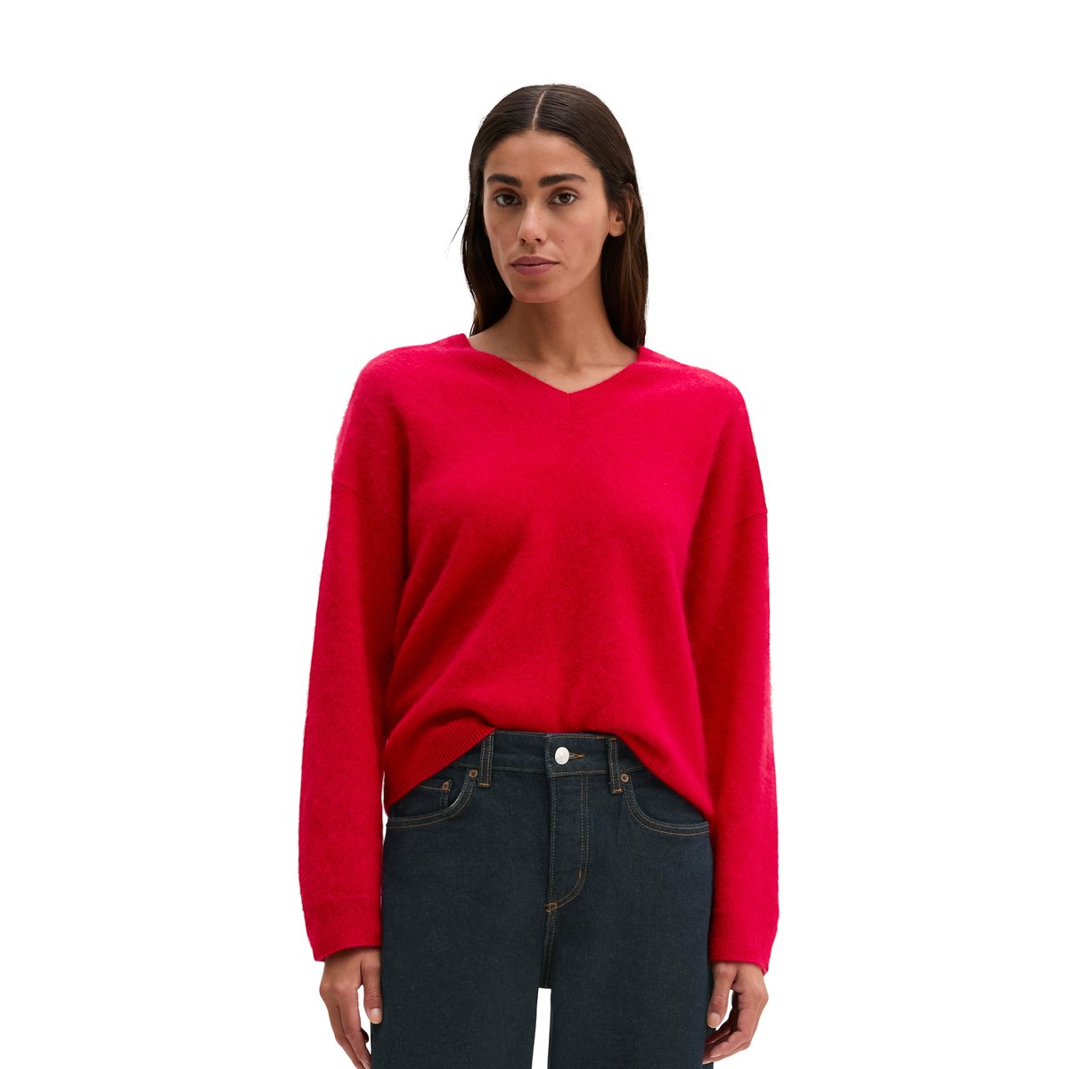 Pull en maille coupe classique en laine mérinos douce rouge, MARC O'POLO