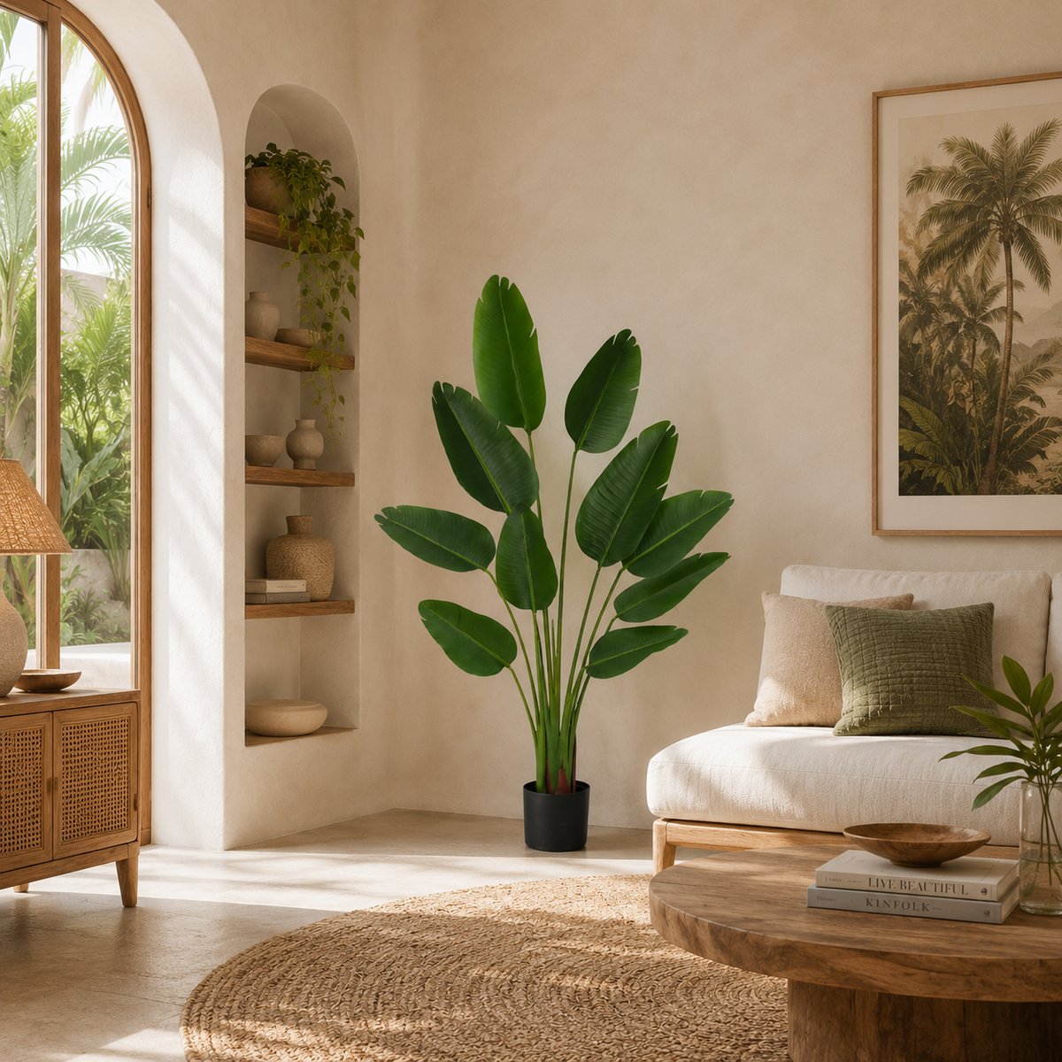 Plante artificielle oiseau du paradis toucher naturel 160cm vert, LIGNE DECO