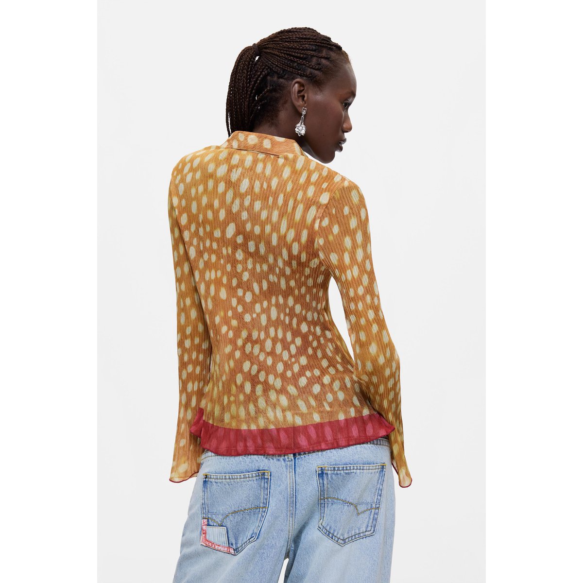 Chemise plissée imprimée blanc, DESIGUAL