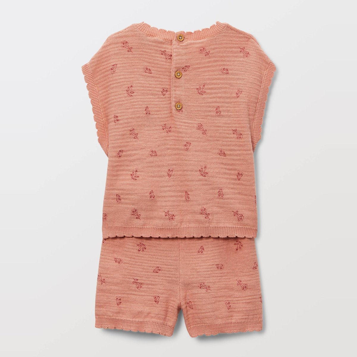 Ensemble pull sans manches et short tricots unis en coton canyon, BOUT'CHOU