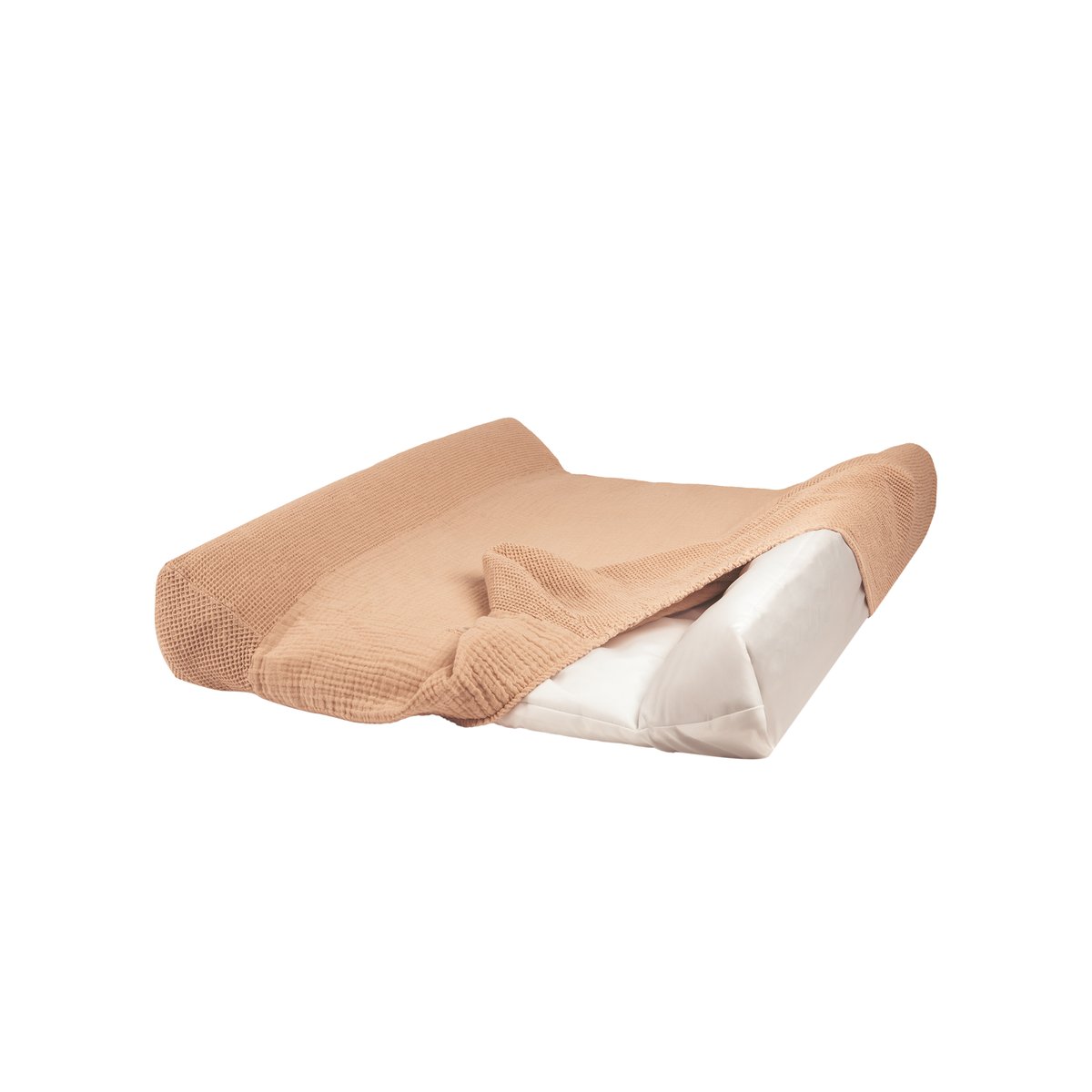 Matelas à langer imperméable et housse en coton lavé WABI-SABI rose poudré, NOBODINOZ