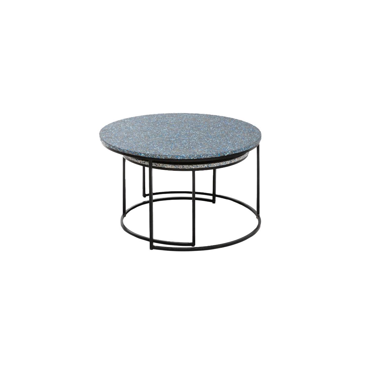 Table basse gigogne en métal ARMAND gris, MADE IN MEUBLES