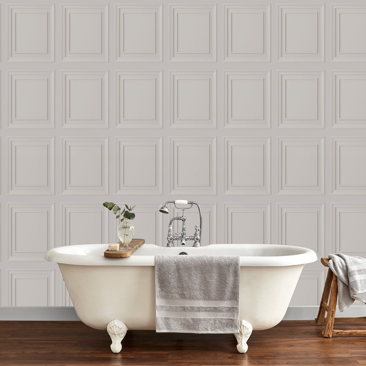 Papier peint Lambrissage Redbrook gris colombe, LAURA ASHLEY