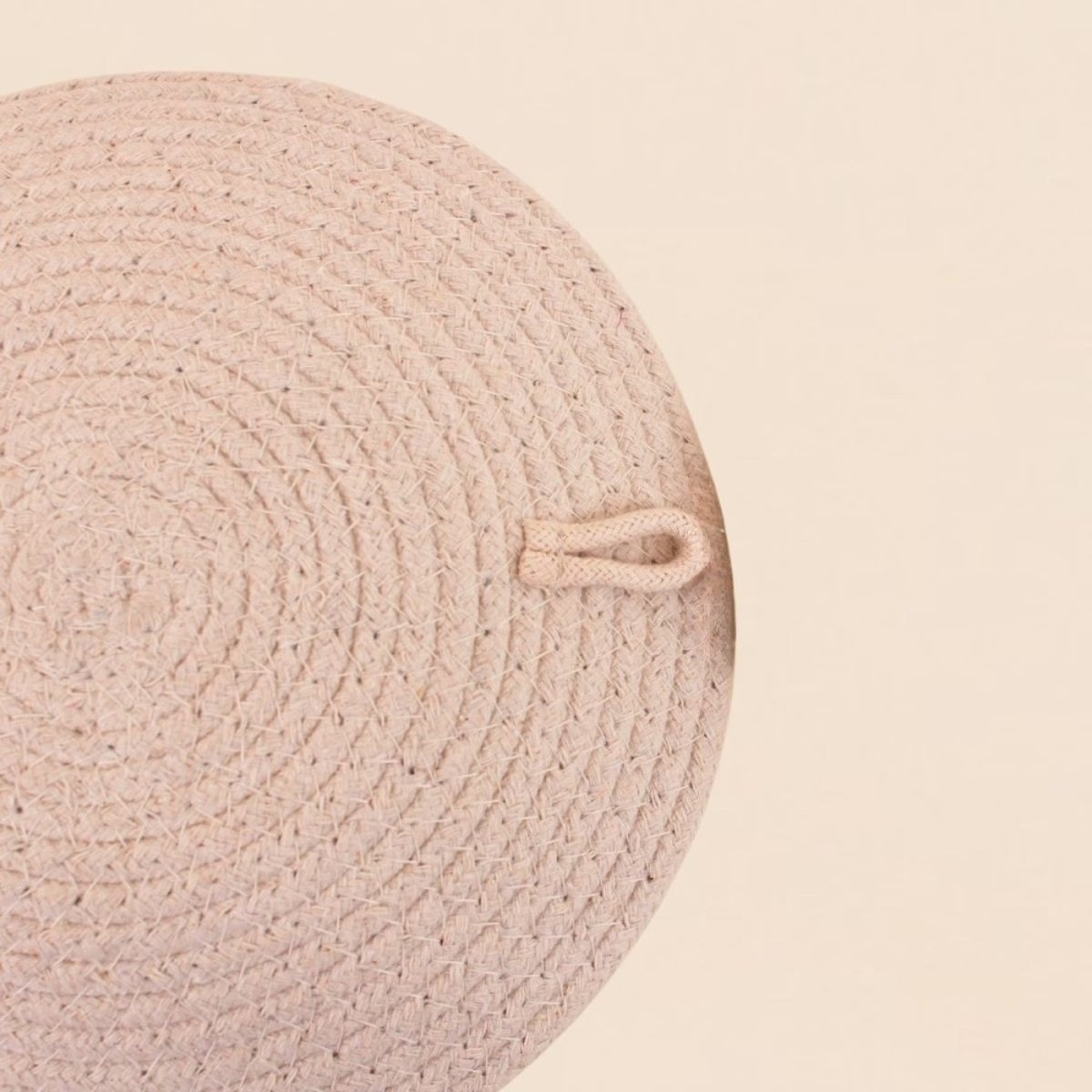 Corbeille murale ronde en corde imprimée 20cm beige, ORNAMI