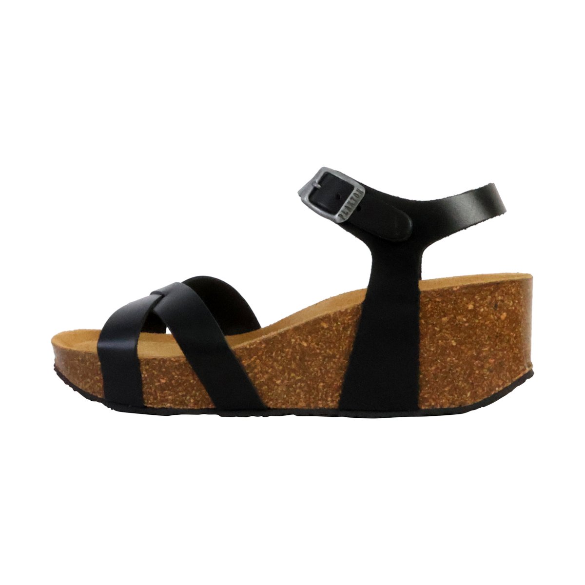 Sandales Compensées Cuir So Final noir, PLAKTON