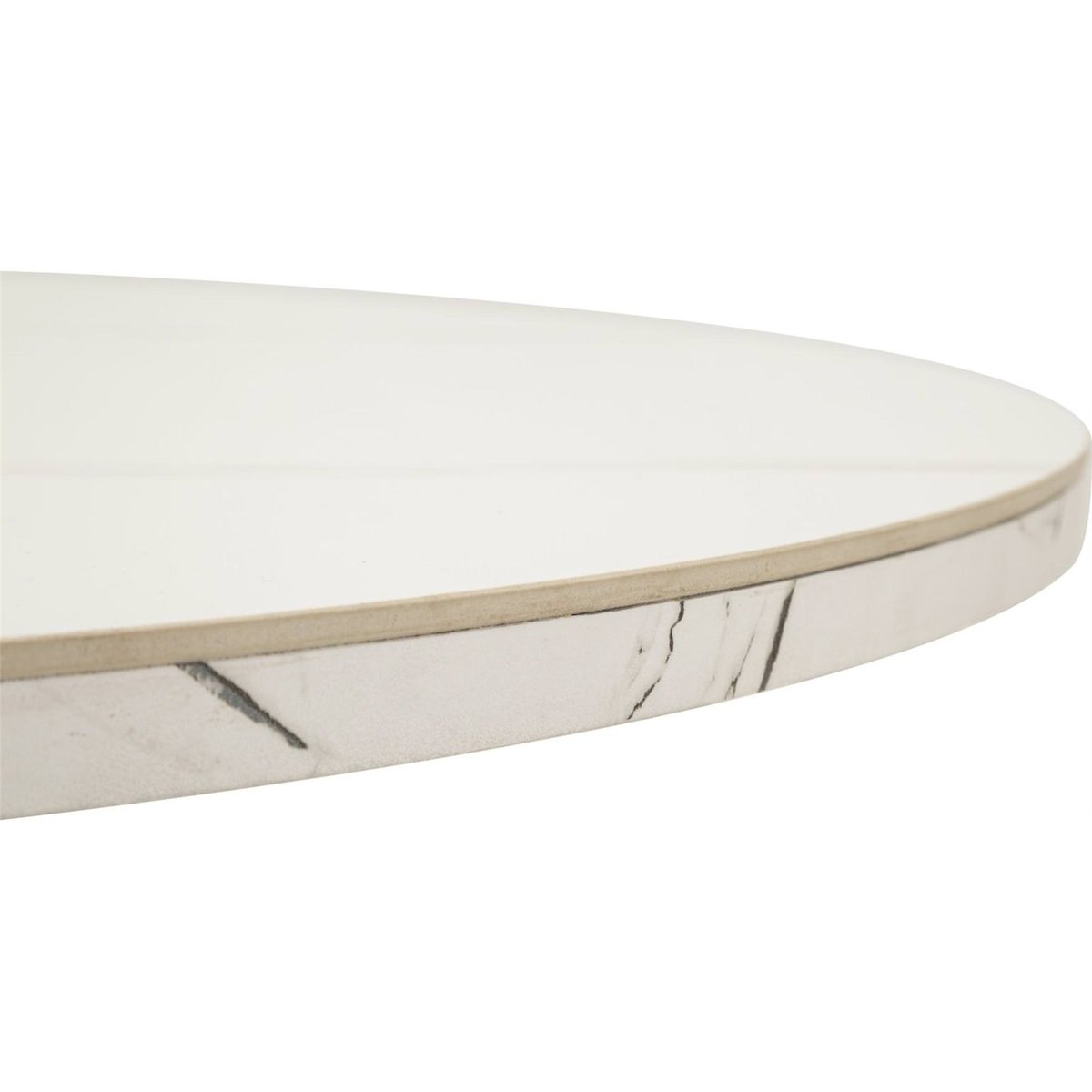 Table à manger extensible effet marbre MODERN blanc effet marbre et noir, RECOLLECTION