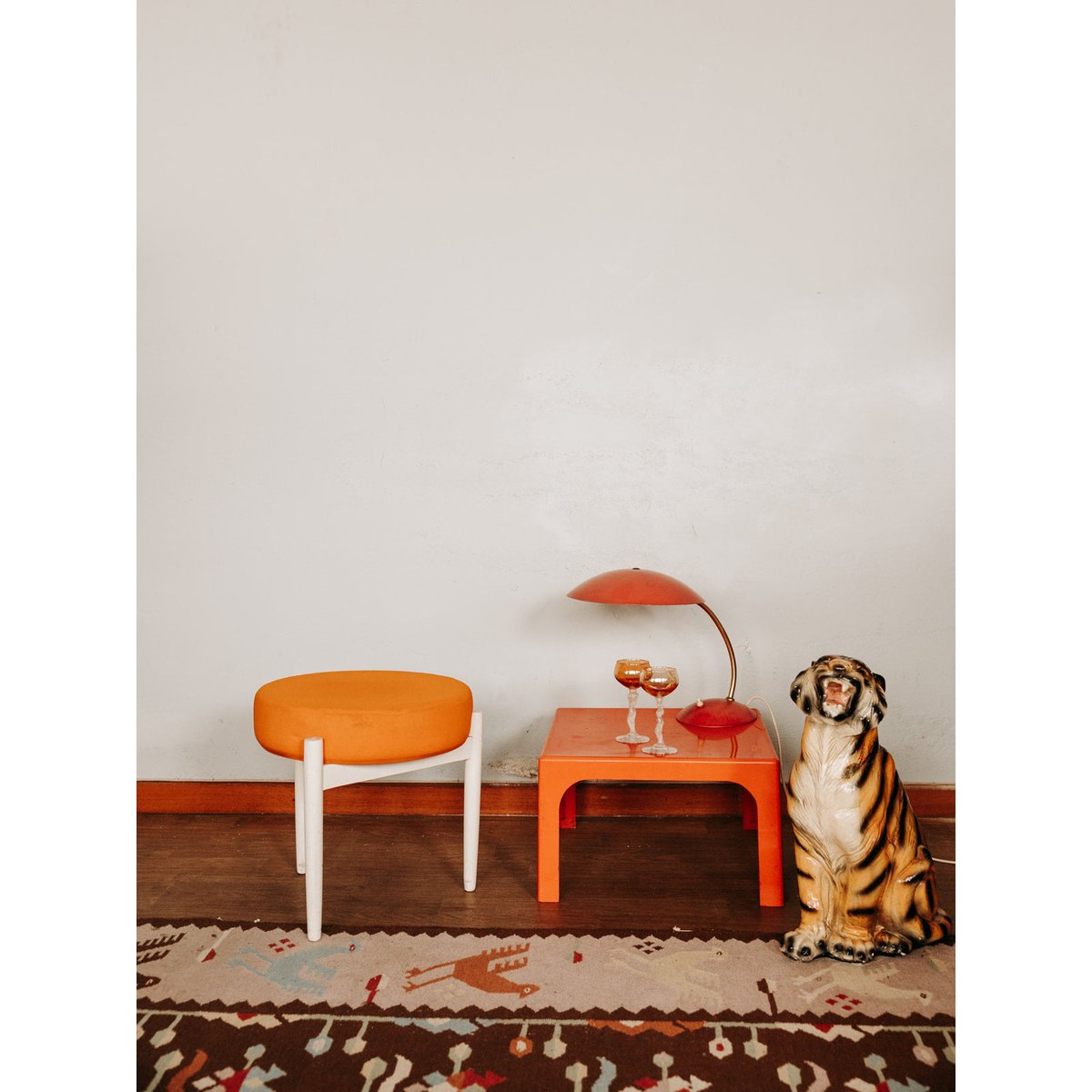 Tabouret orange Axel N°114 - Bon état orange, DEBONGOUT