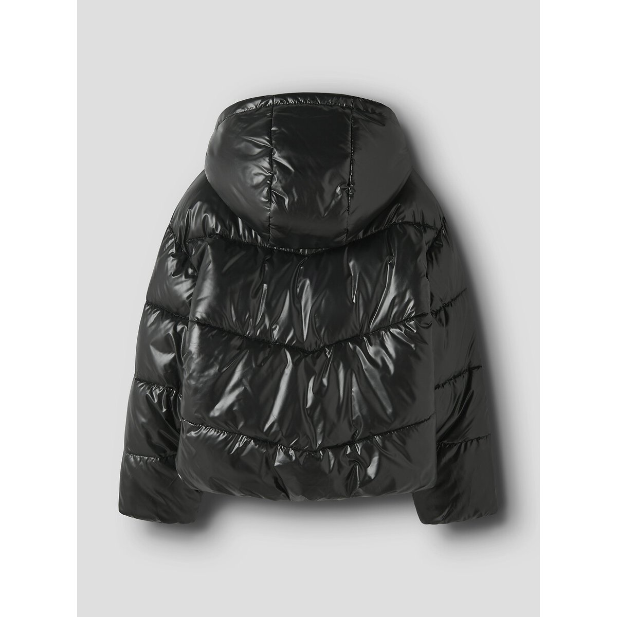 Chaqueta acolchada brillante con capucha negro, NAME IT