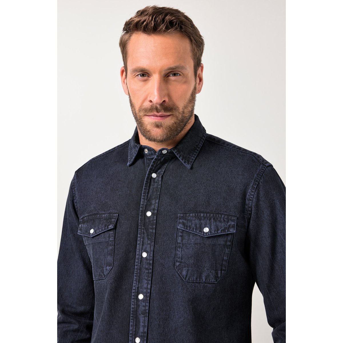 Chemise en jean coloré bleu marine, JP1880