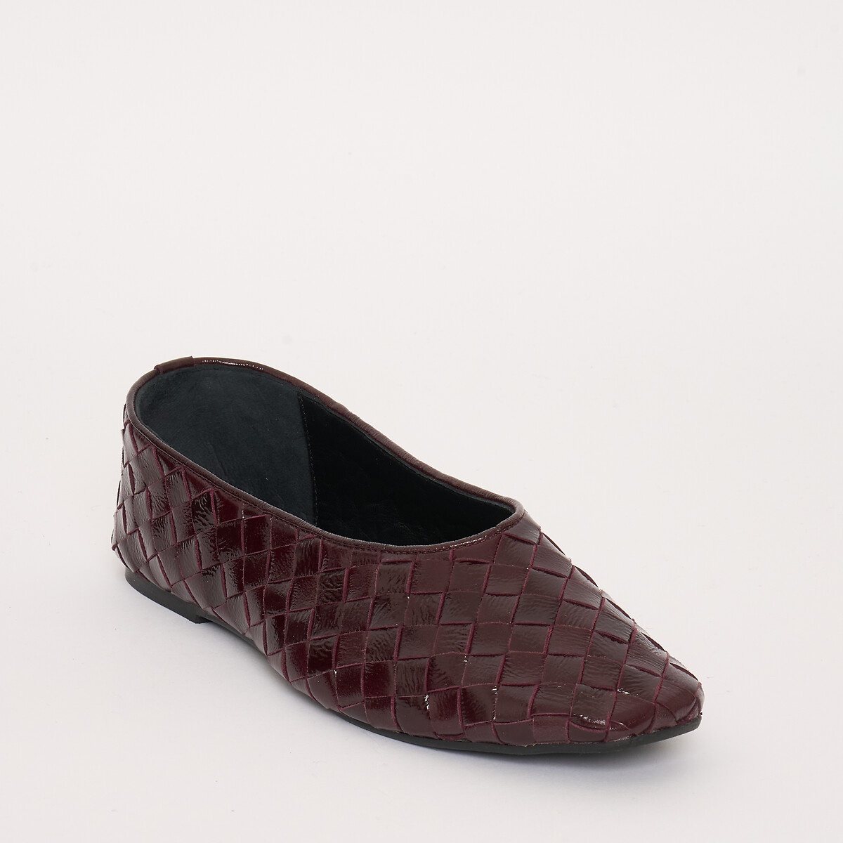 Ballerines en cuir tressé vernis, CELINA bordeaux, PETITE MENDIGOTE