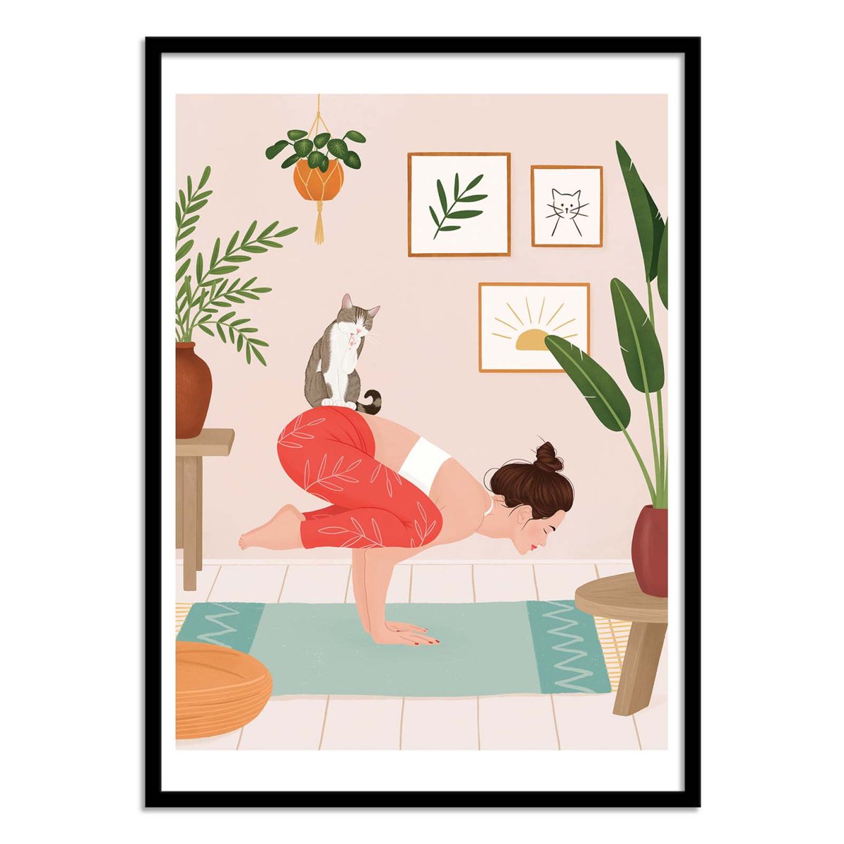 Affiche d'art - Cat Yoga - Petra Holikova couleur unique, WALL EDITIONS