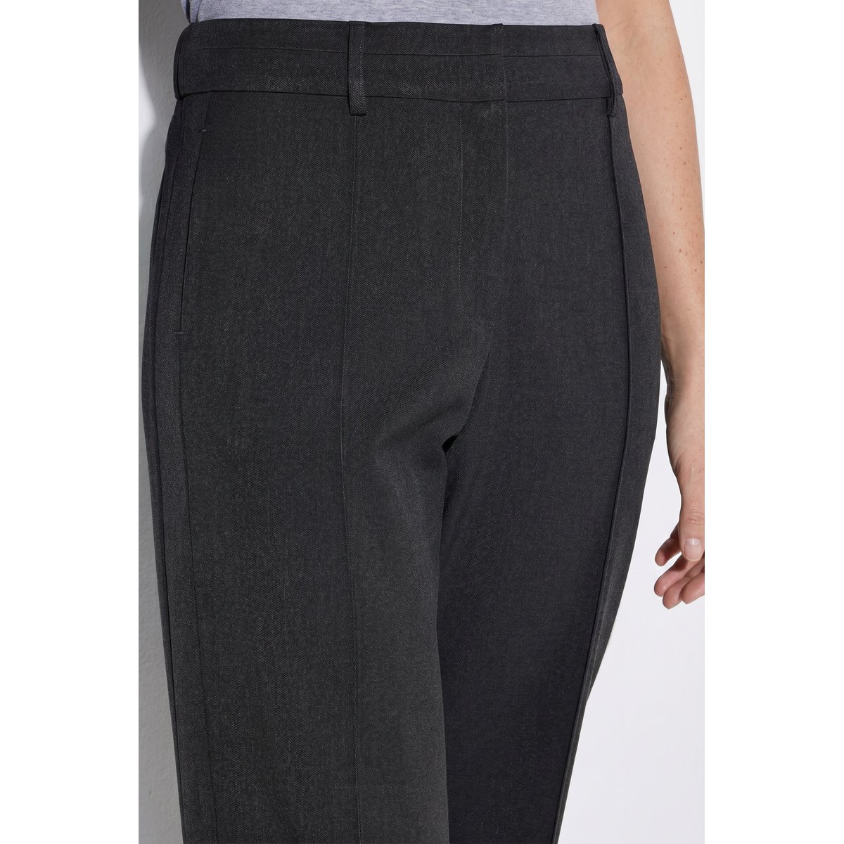 Pantalon Rose à pinces, jambe large chiné anthracite, ULLA POPKEN