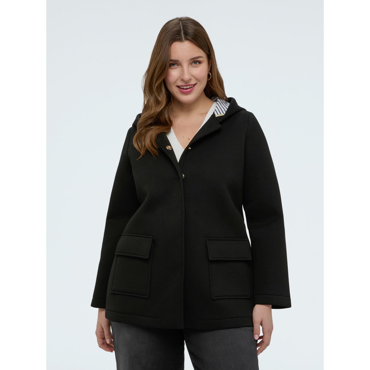 Veste en néoprène à capuche noir, FIORELLA RUBINO