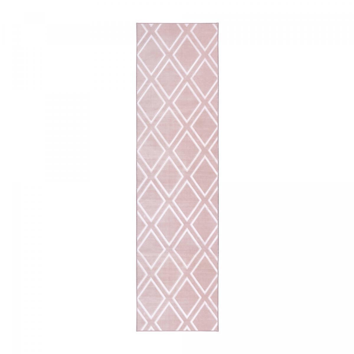 Tapis salon et chambre tufté motif géométrique NOKAL 1 rose, UN AMOUR DE TAPIS