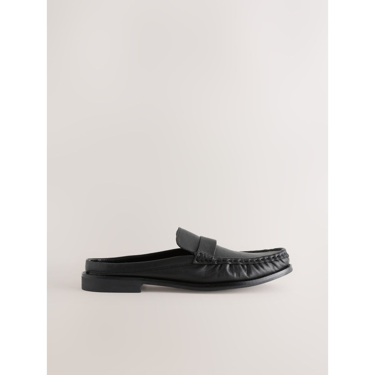 Mules froncées en cuir forever comfort® noir, NEXT