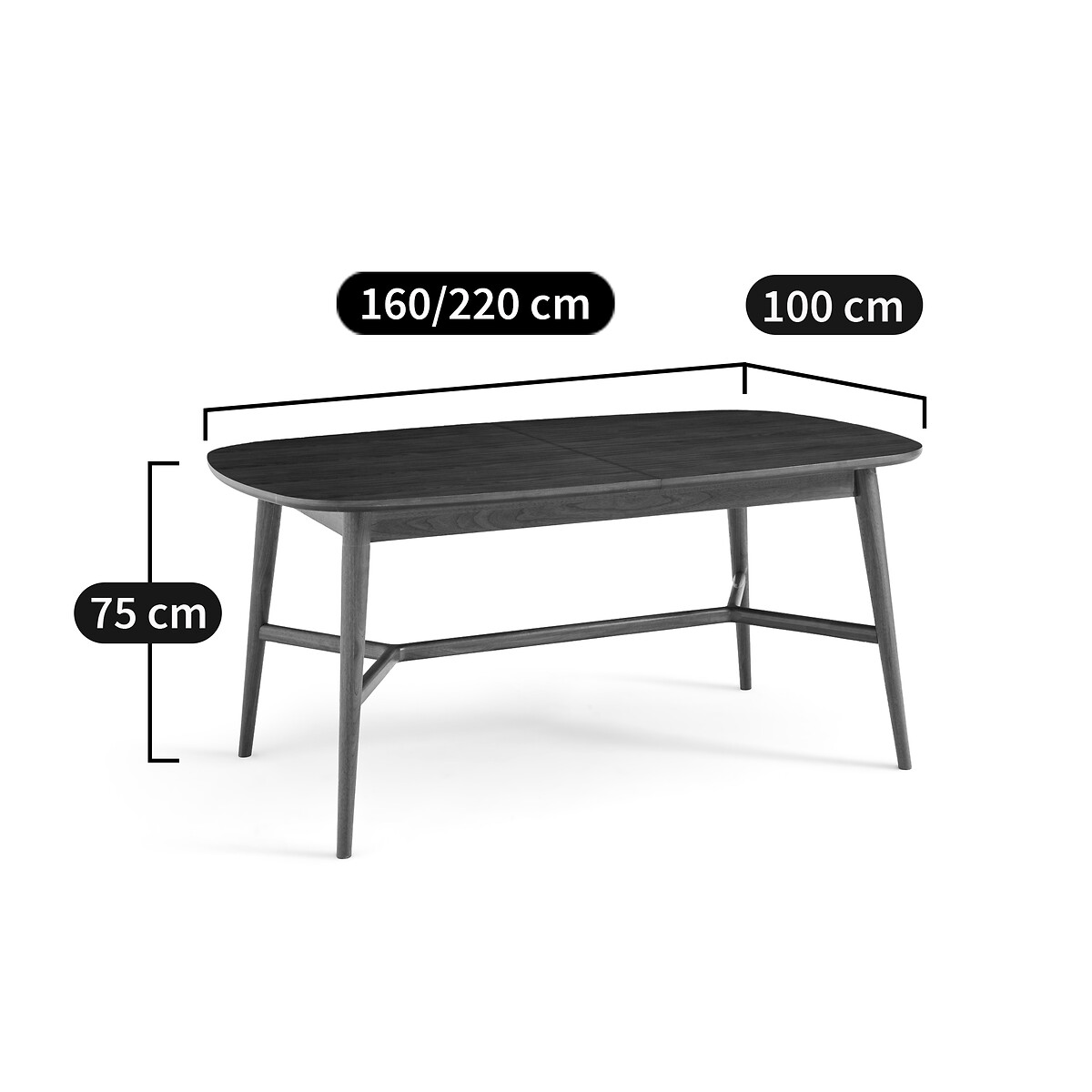 Table à manger, extensible, noyer et plaqué, 6 à 8 couverts, YVAN coloris noyer, LA REDOUTE INTERIEURS