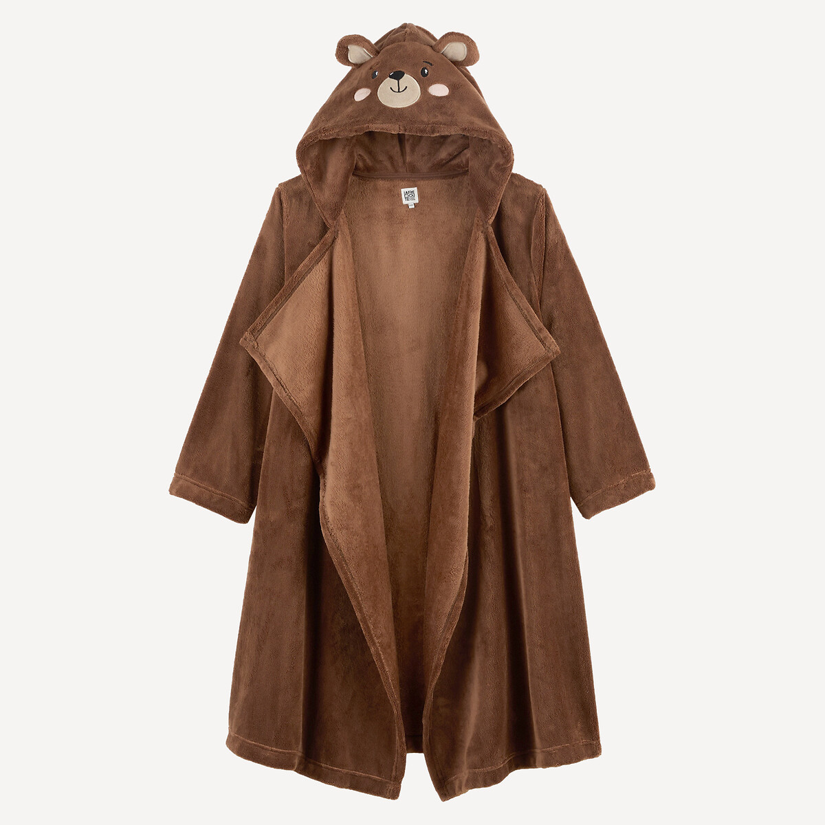 Coperta con cappuccio, maniche lunghe, motivo a orso, in pile marrone, LA REDOUTE COLLECTIONS