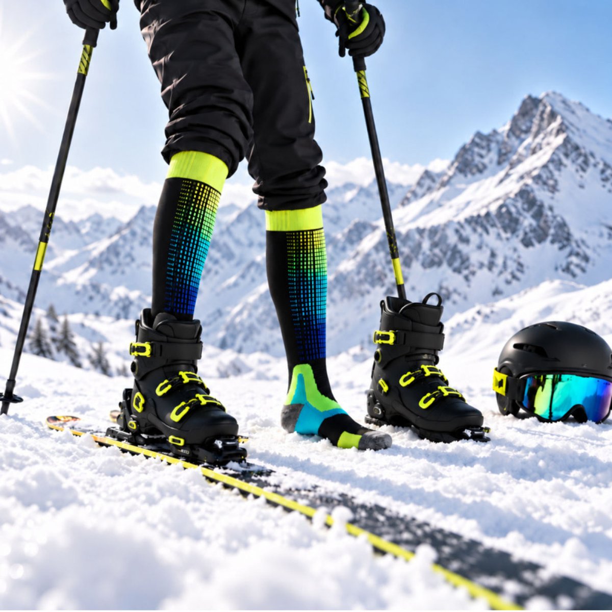 Chaussettes ski Homme/Femme VIBRA SKI multicolore, THYO