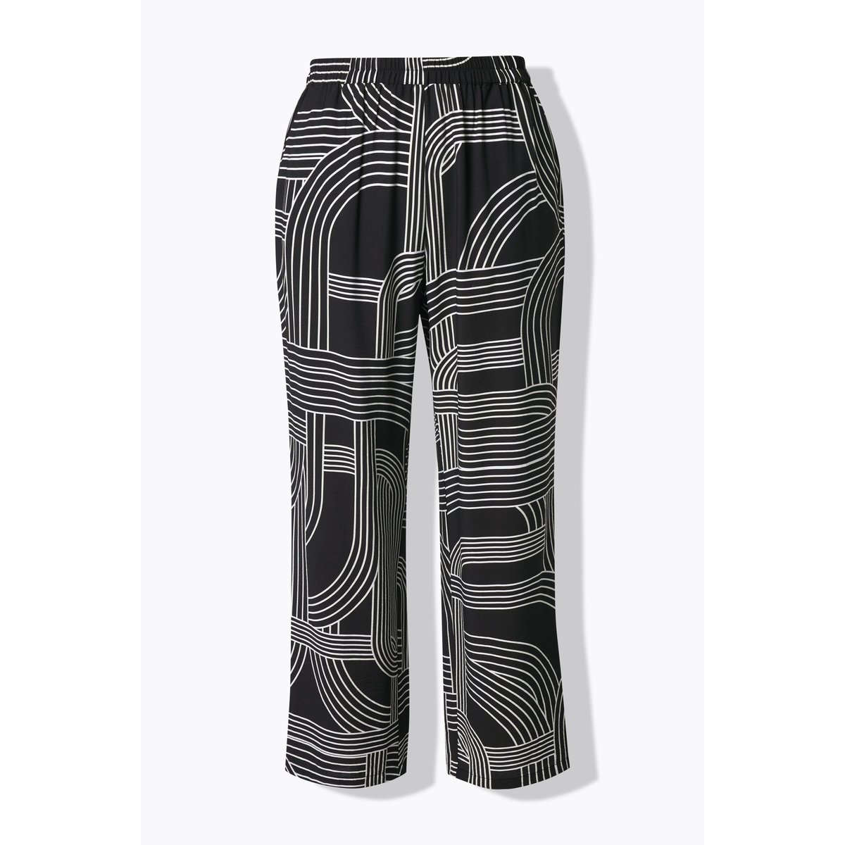 Pantalon Rose imprimé graphique noir, ULLA POPKEN
