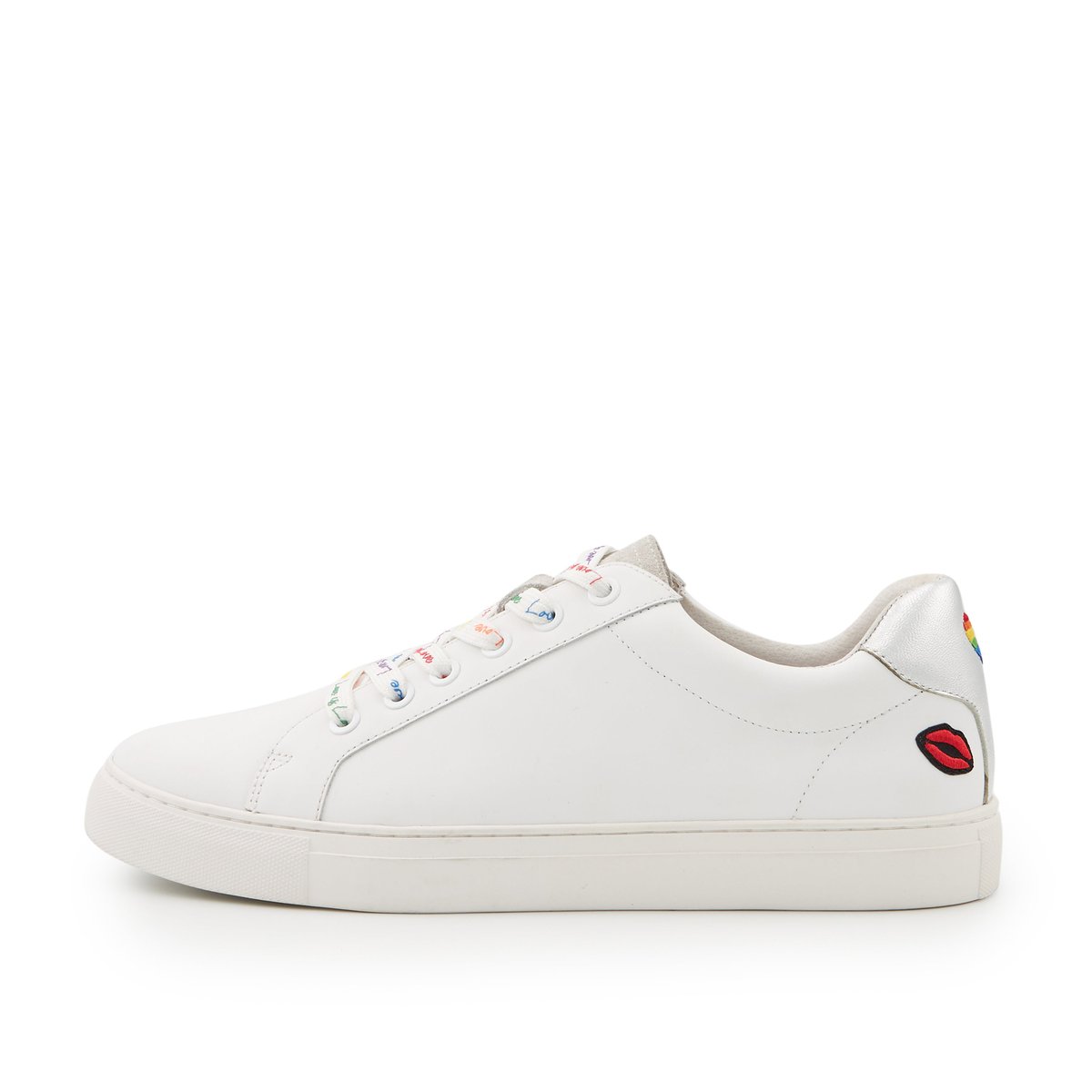 Baskets En Cuir Simone Love Is Love blanc, BONS BAISERS