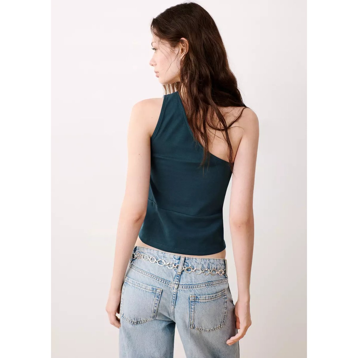 Top asymétrique à boutons bleu marine, MANGO TEEN
