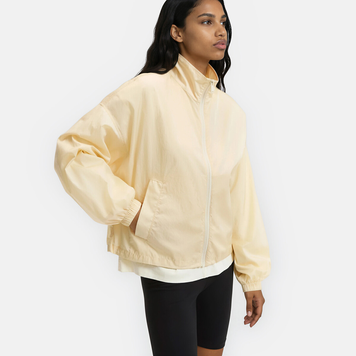 Blouson coupe-vent court zippé beige, LA REDOUTE COLLECTIONS
