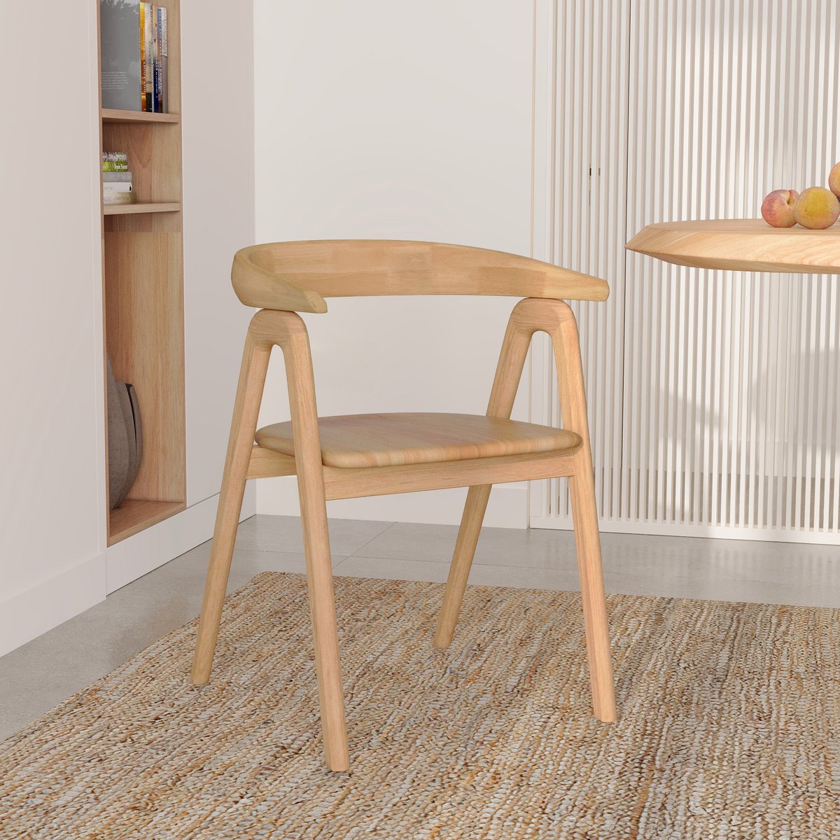 Chaise en bois d'hévéa - HAWA marron clair, MAISON PAVANE