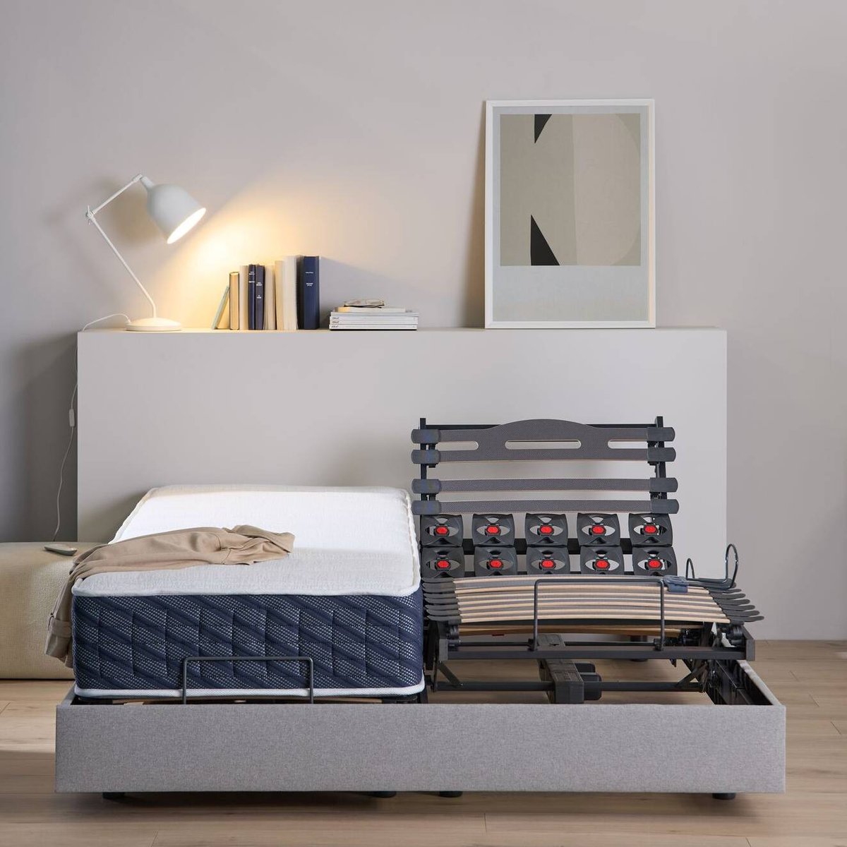 Ensemble électrique matelas et sommier Timéa et Thérésa blanc, CAMIF